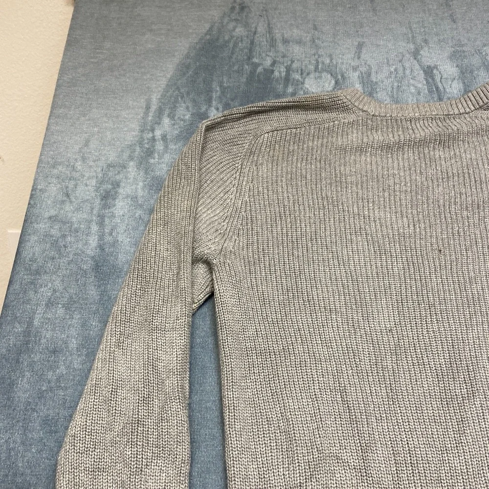 Lands' End Drifter Sweater Mens 2XL Gray Shaker Stitch Knit Cotton Raglan Sleeve